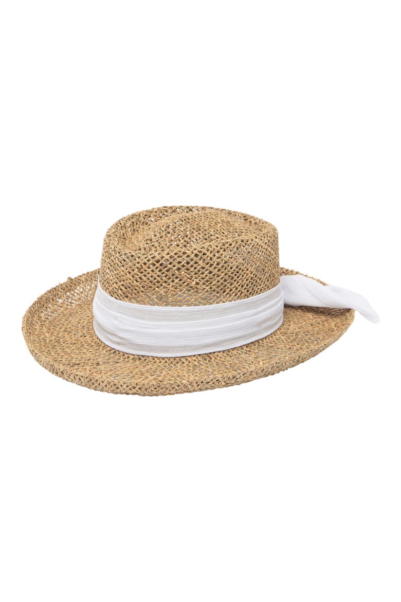 Seagrass Straw UPF 50+ Gambler Hat, Main, color, WHITE