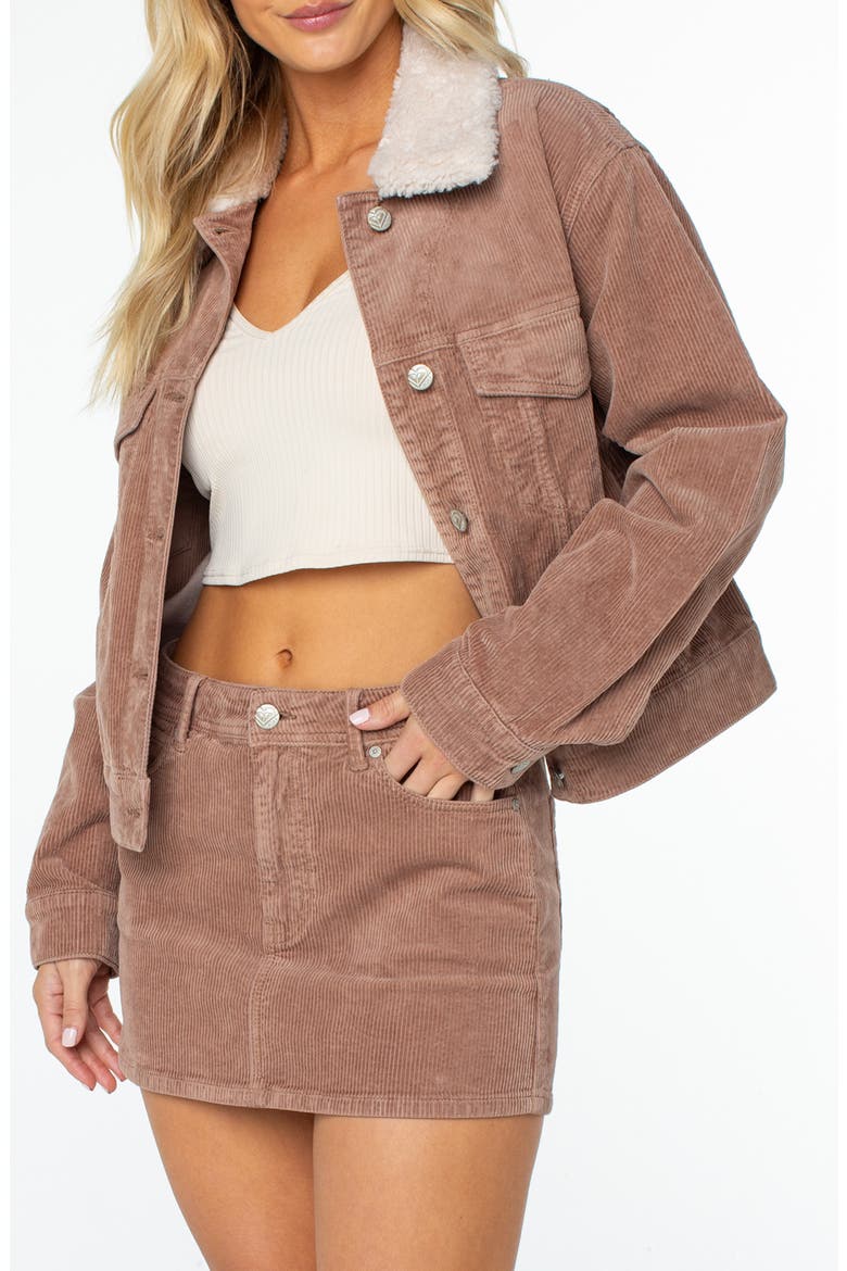 Big Smoke Cotton Corduroy Jacket with High Pile Fleece Collar, Alternate, color, GINGER SNAP