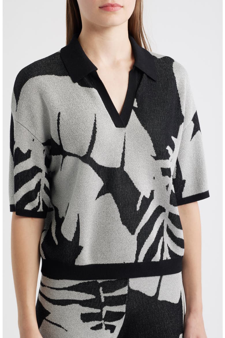 Carter Palm Tree Polo Sweater, Alternate, color, BLACK MULTI