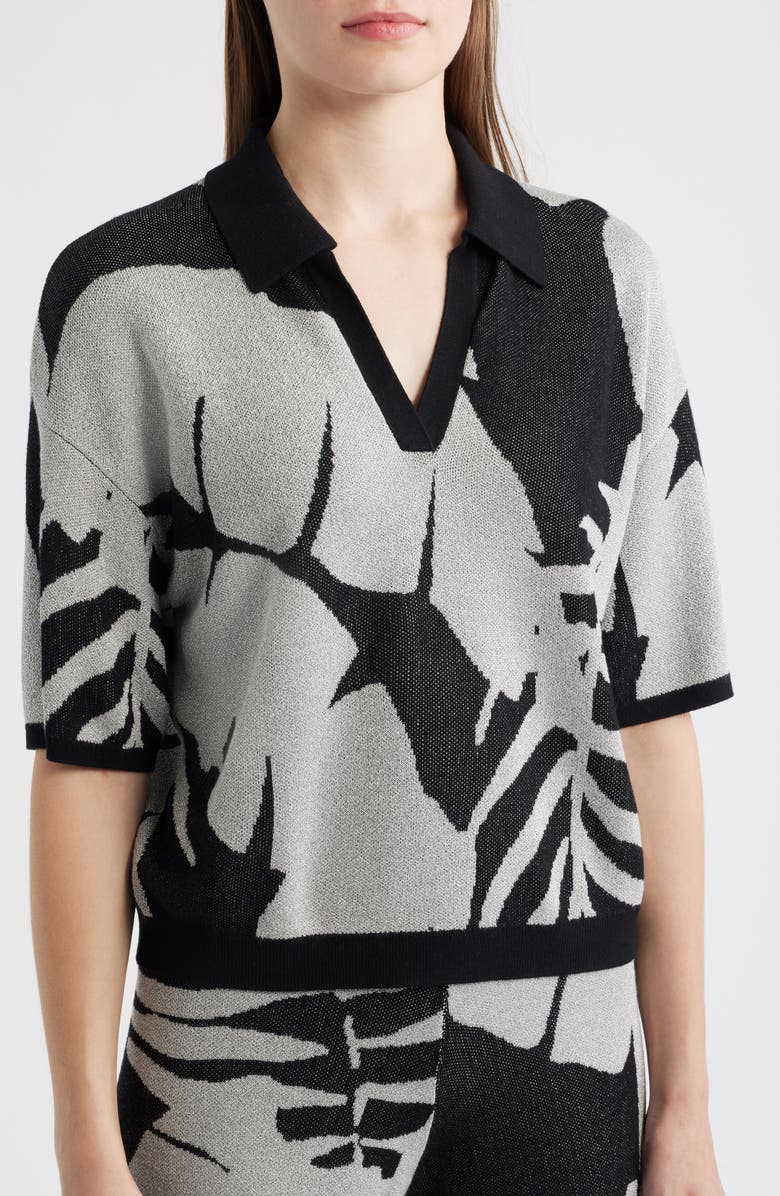 525 america Carter Palm Tree Polo Sweater, Alternate, color, Black Multi