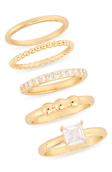 Set of 5 Cubic Zirconia Stackable Rings