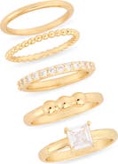 NORDSTROM RACK Set of 5 Cubic Zirconia Stackable Rings