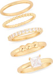 NORDSTROM RACK Set of 5 Cubic Zirconia Stackable Rings
