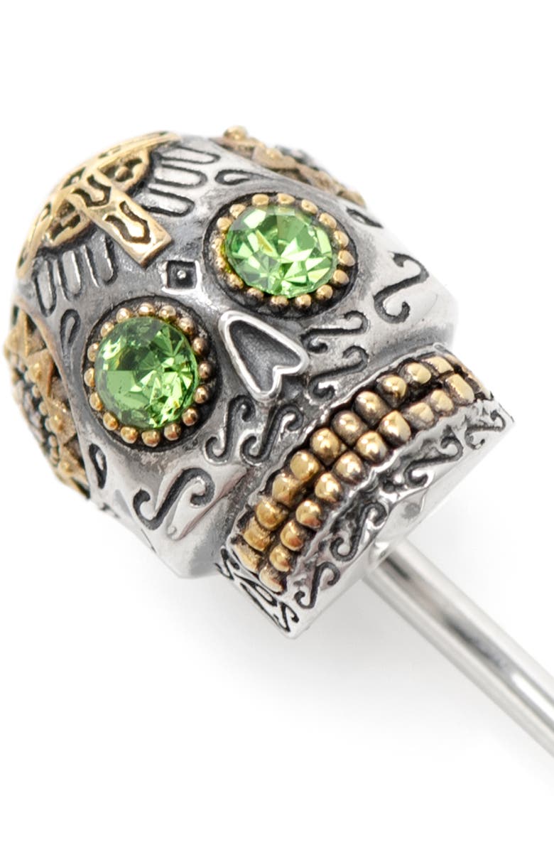 Cufflinks, Inc. Embellished Sugar Skull Stick Pin, Alternate, color, Silver