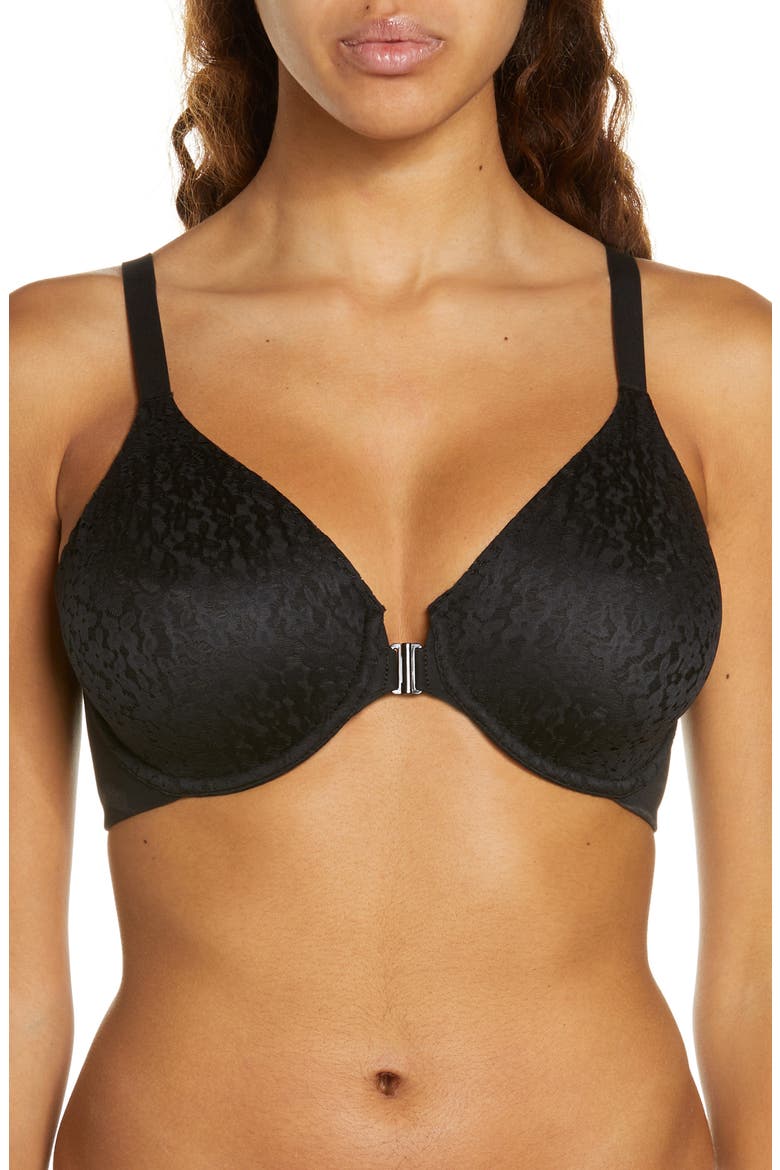 Norah Front Closure Molded Underwire Bra, Main, color, BLACK