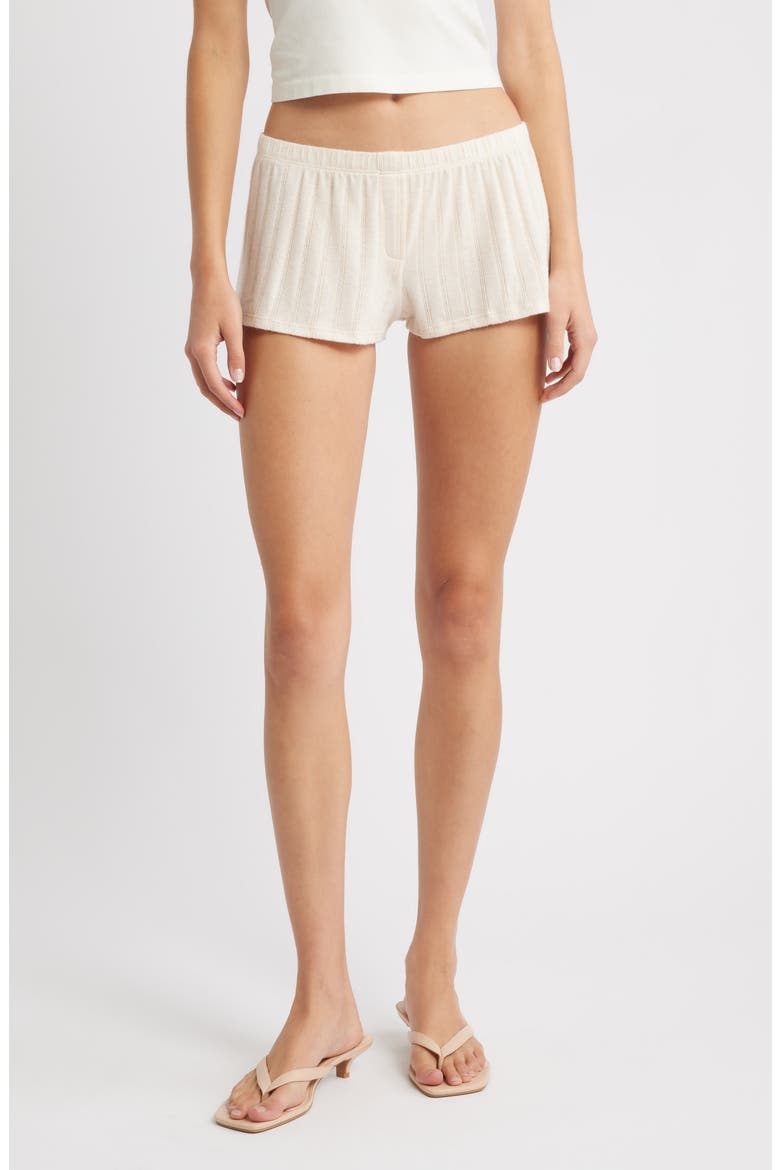 The Luna Low Rise Rib Cashmere Blend Shorts, Main, color, TAN IVORY