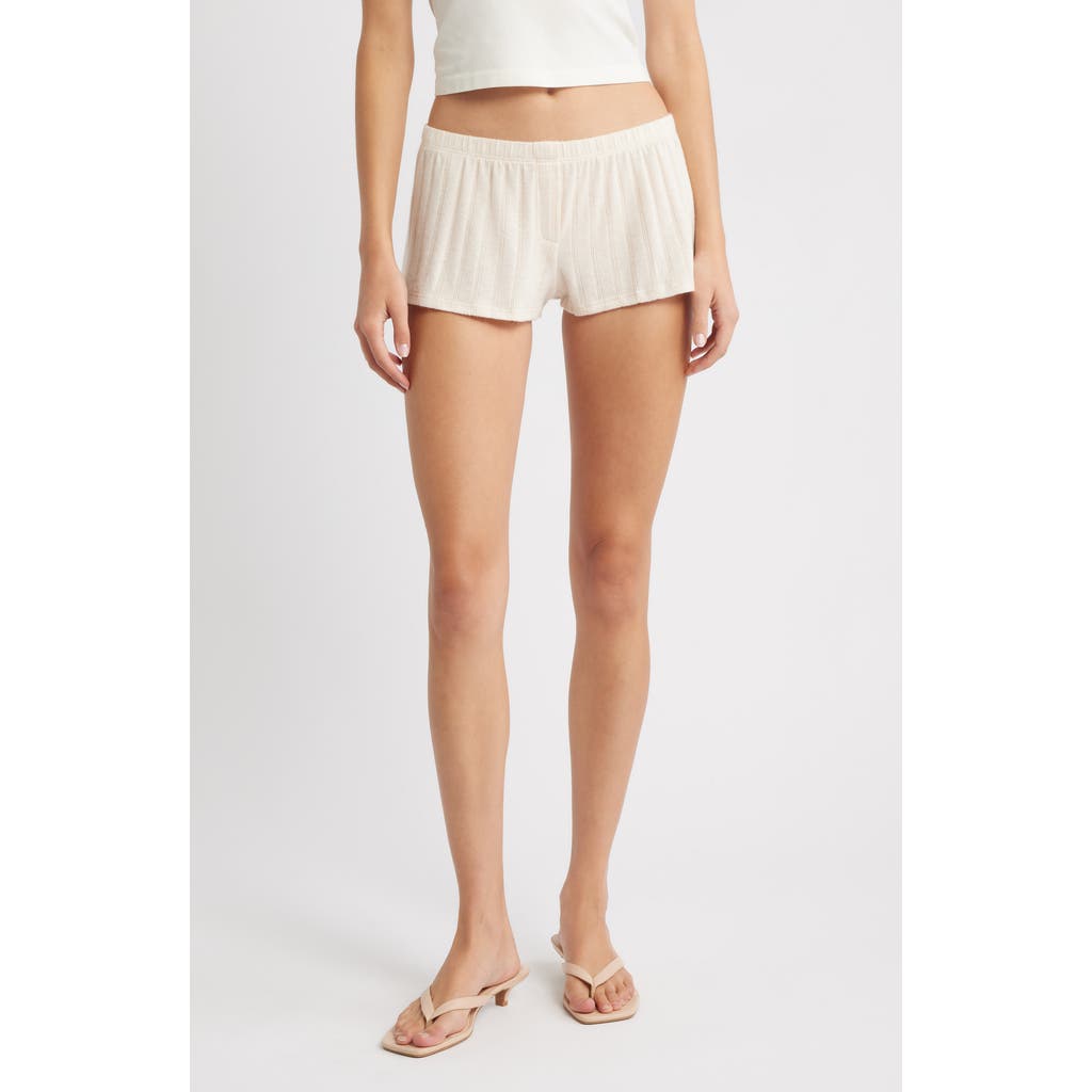 Bella Venice The Luna Low Rise Rib Cashmere Blend Shorts In White