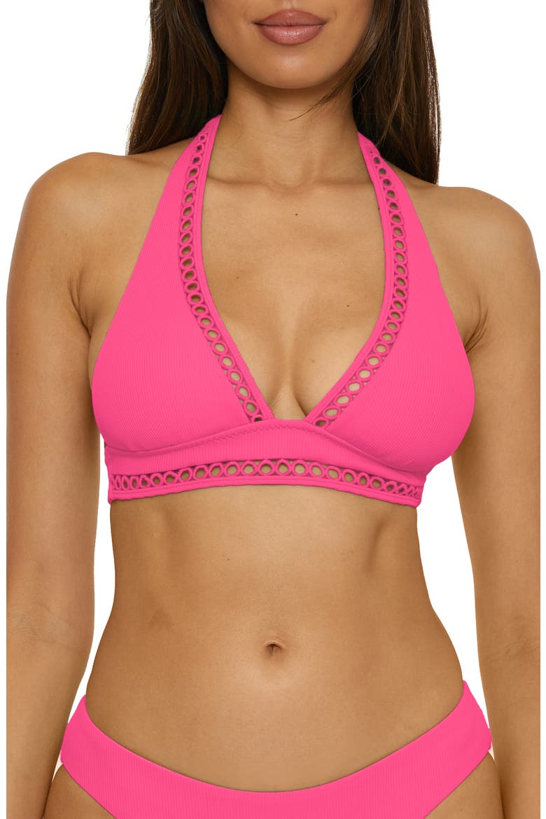 Modern Edge Halter Bikini Top, Main, color, PUNCH