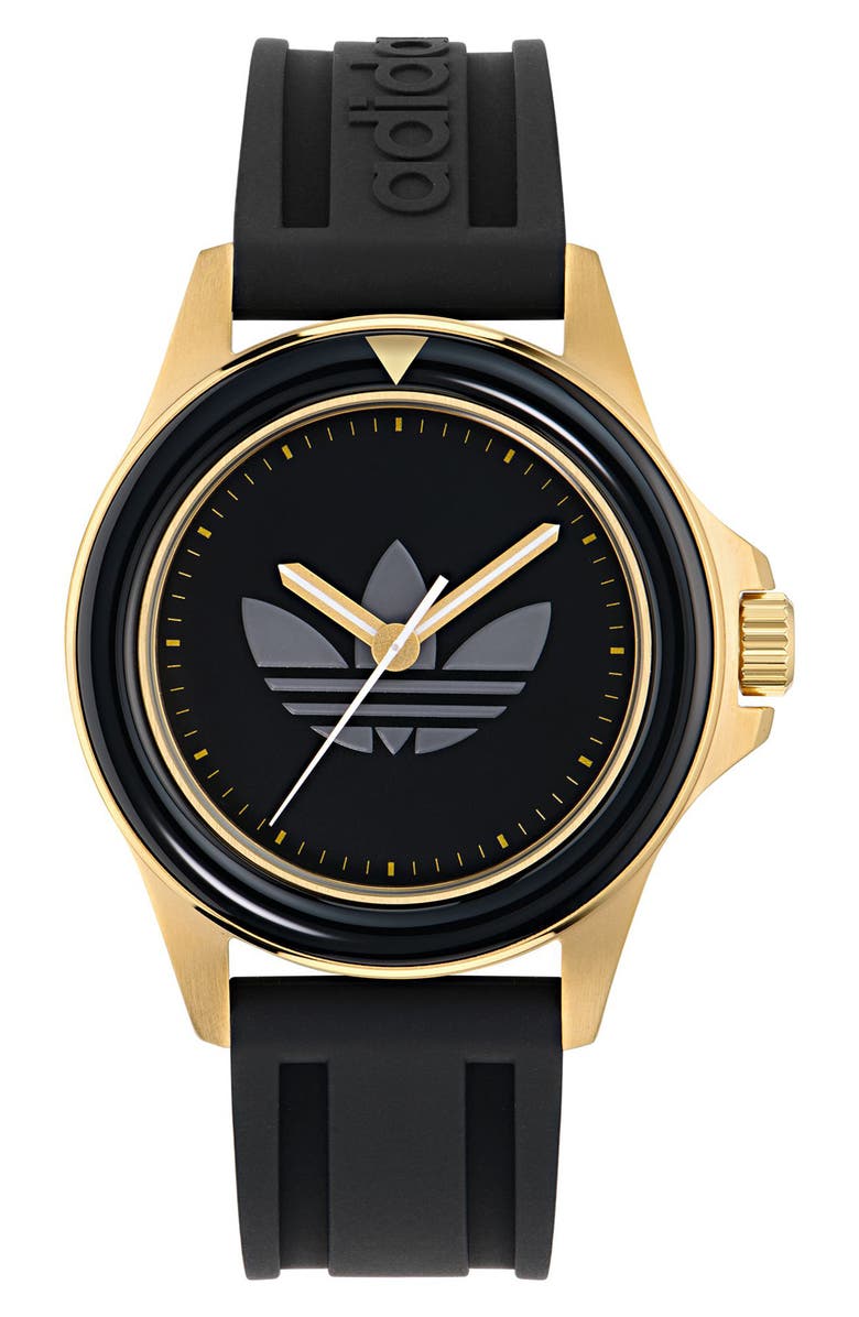 adidas Expression One Silicone Strap Watch, 44mm, Main, color, Black