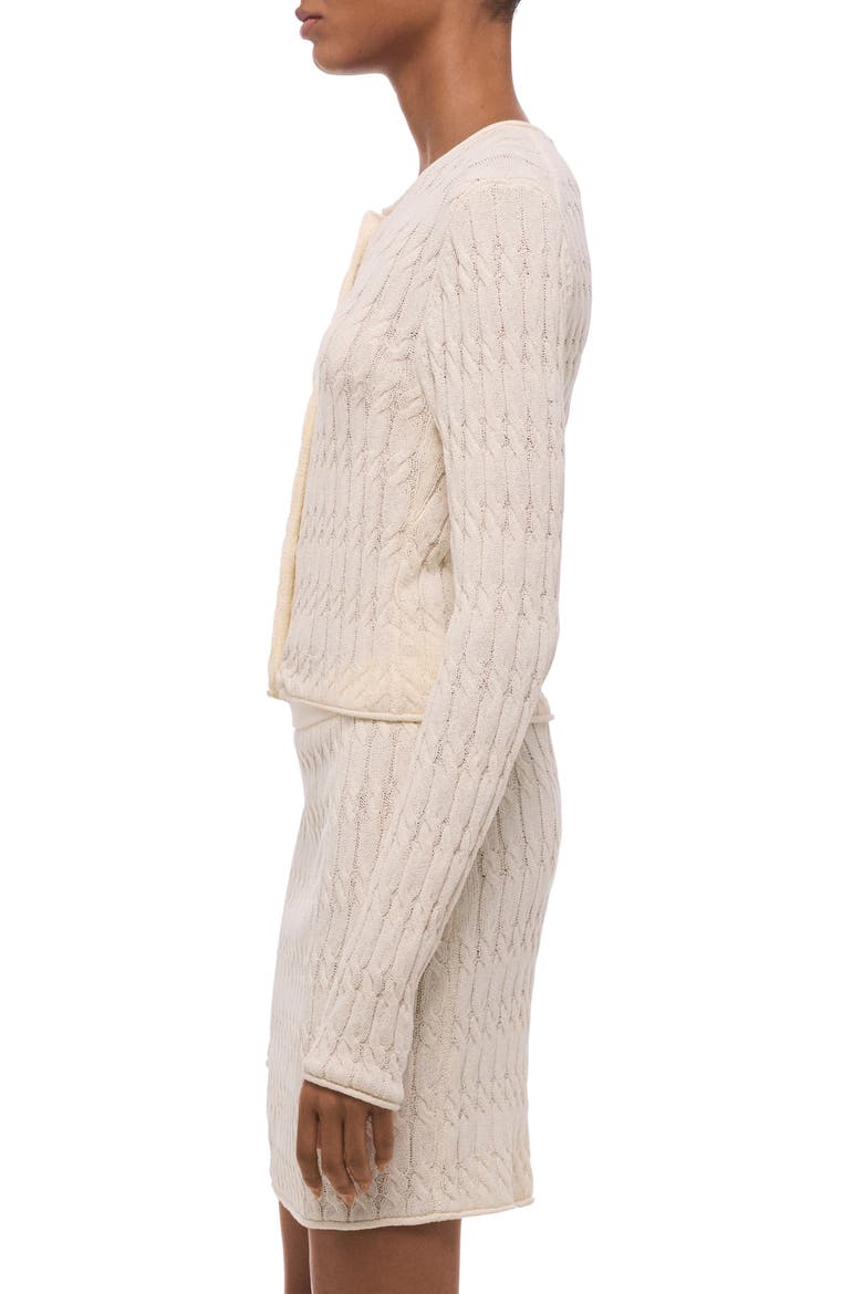 Cable Stitch Crop Cardigan, Alternate, color, IVORY