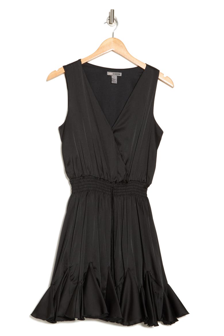 Milana Sleeveless Satin Fit & Flare Dress, Alternate, color, BLACK