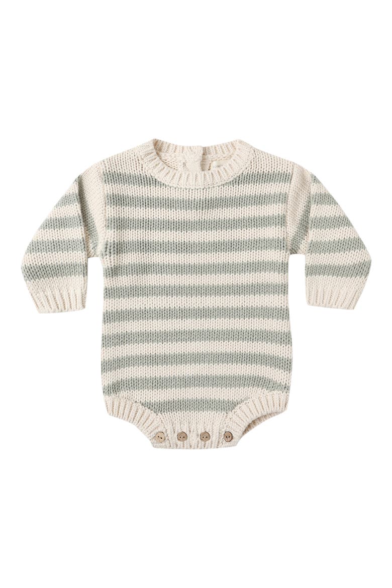 Rex Stripe Organic Cotton Sweater Romper, Main, color, FERN