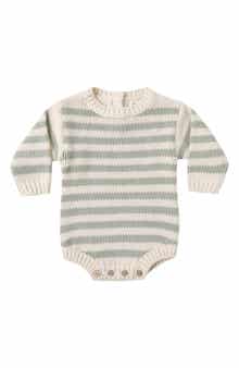 QUINCY MAE Rex Stripe Organic Cotton Sweater Romper