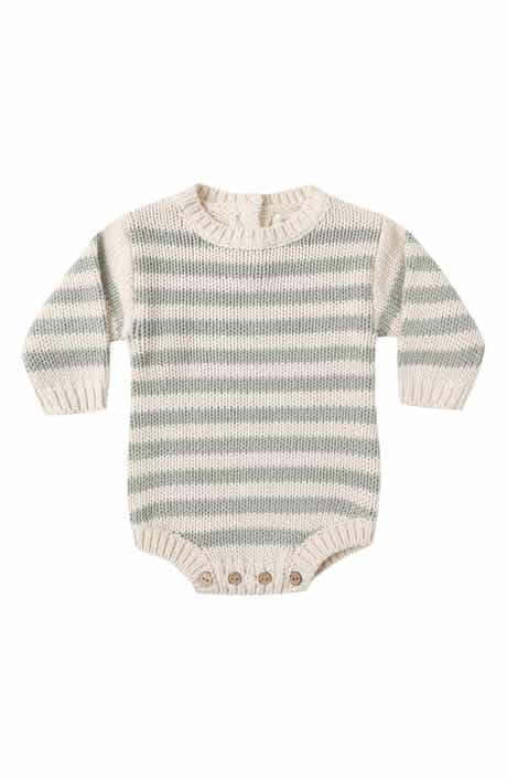 QUINCY MAE Rex Stripe Organic Cotton Sweater Romper