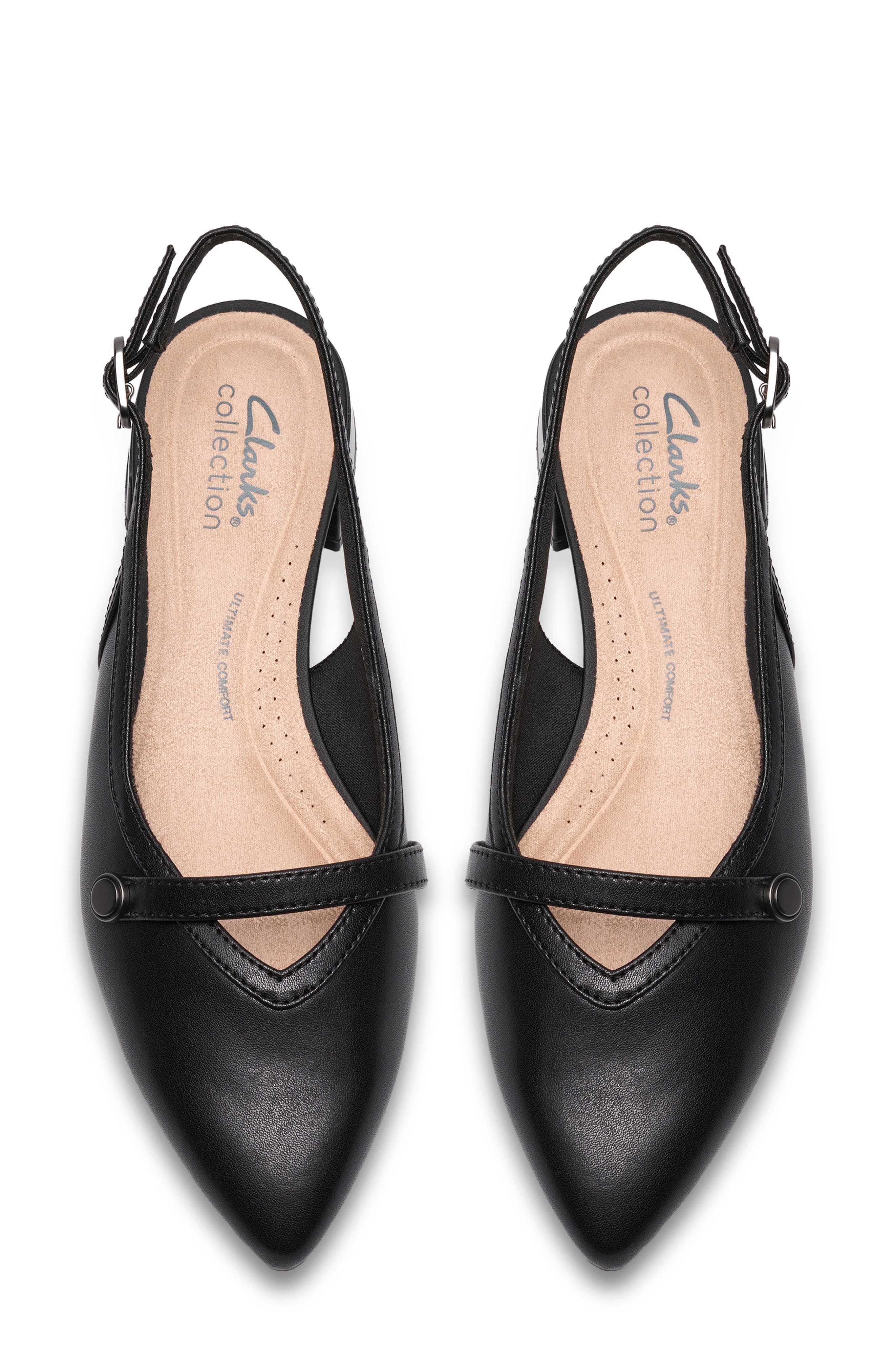 Clarks<sup>®</sup> Natalyn Pointed Toe Slingback Flat, Alternate, color, Black Leather