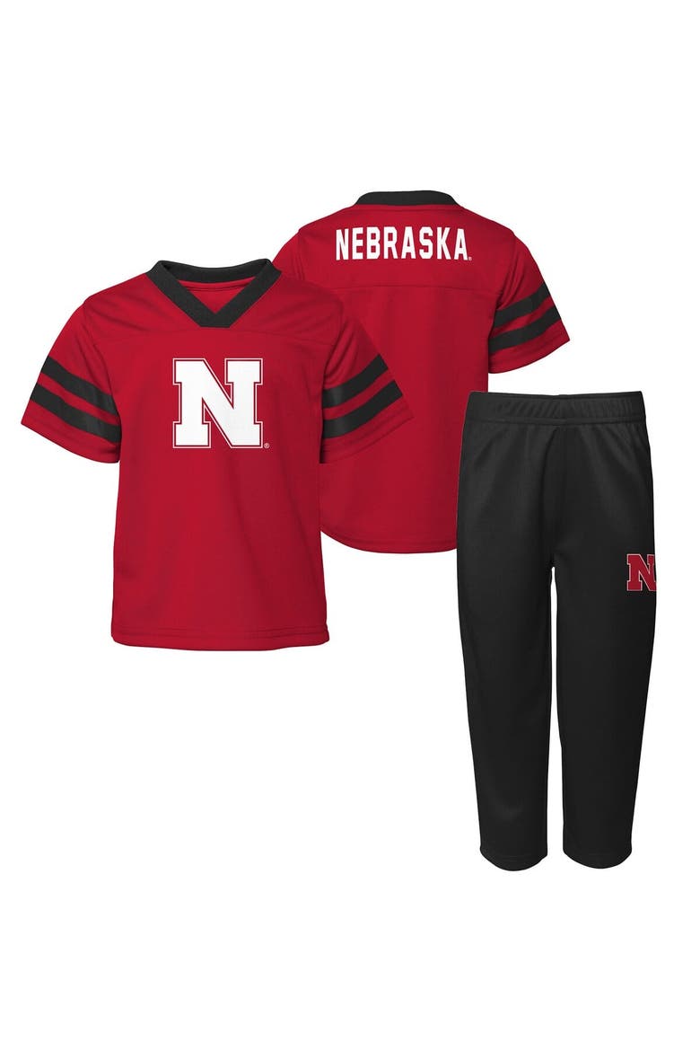Youth Outerstuff Scarlet Nebraska Huskers Red Zone Two-Piece V-Neck Top and Pants Set, Main, color, Scarlet