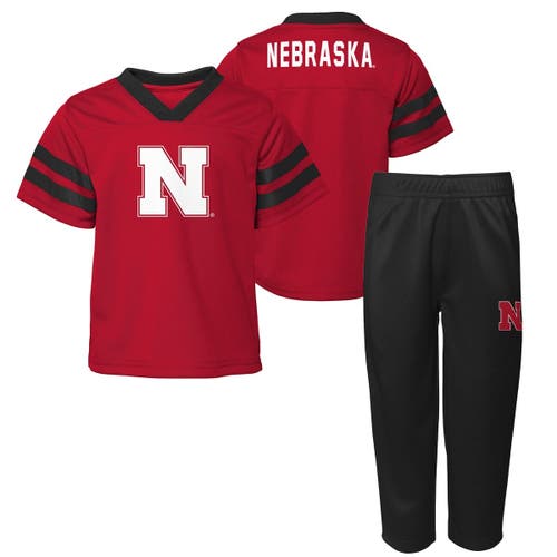 Outerstuff Kids' Youth  Scarlet Nebraska Huskers Red Zone Two-piece V-neck Top And Pants Set