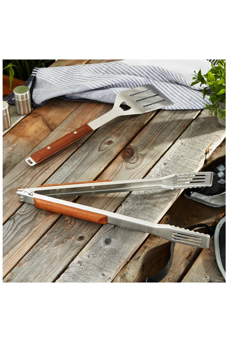 BBQ Tongs & Turner Set, Alternate, color, BROWN