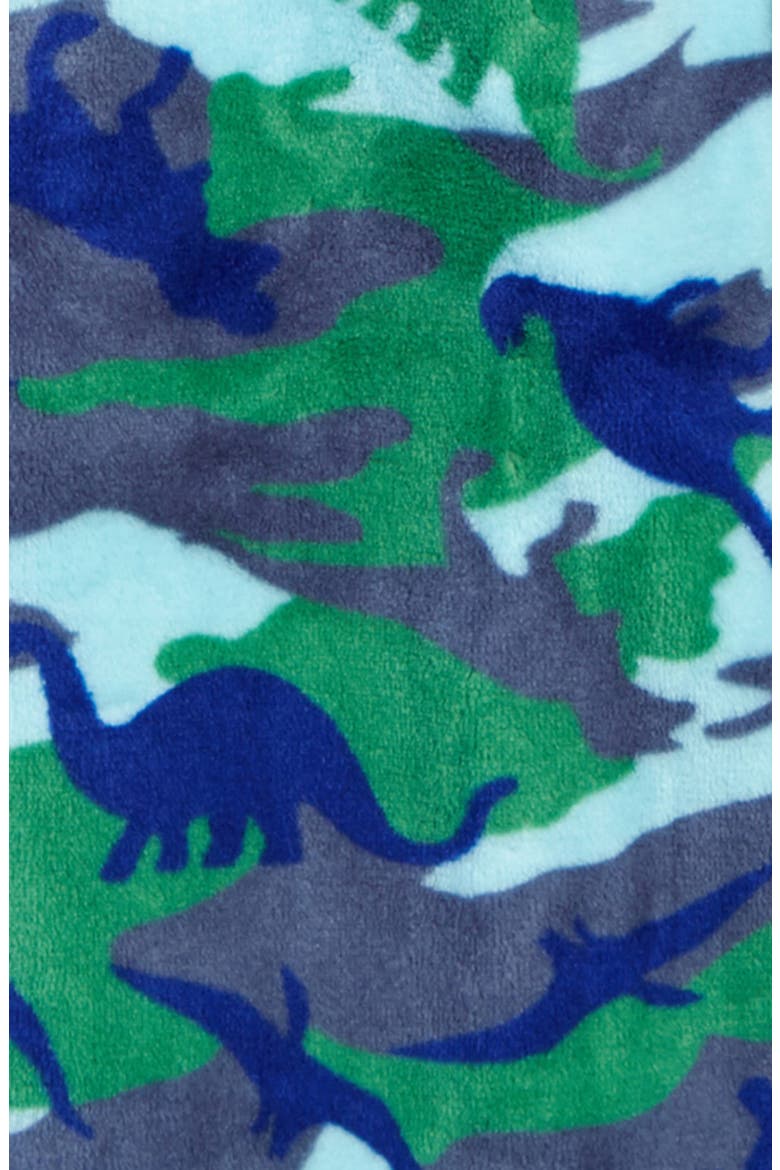 Kids' Hooded Plush Robe, Alternate, color, BLUE DEL MAR DINO CAMO