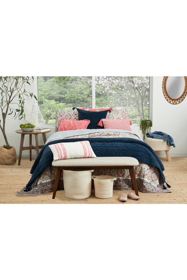 26" x 26" Freddie Hibiscus Cotton Euro Sham - Machine Washable, Alternate, color, Red