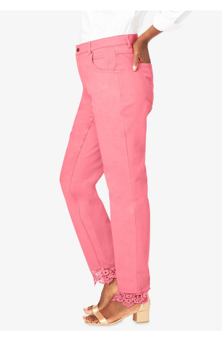 Jessica London Lace Trim Classic Denim Jean, Alternate, color, 