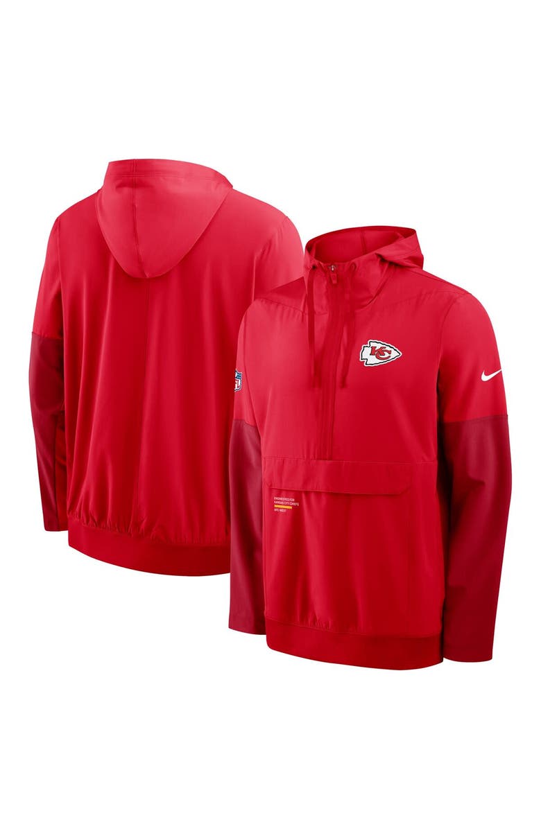 Nike Men's Nike Red Kansas City Chiefs Sideline Anorak Half-Zip Hoodie Jacket, Alternate, color, Red