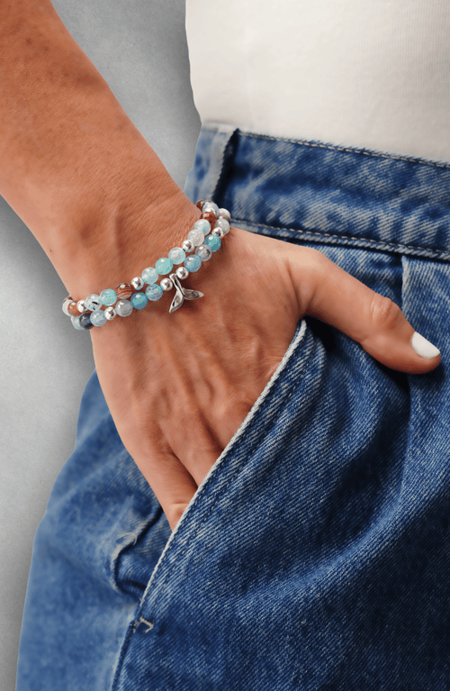Emma Rae Amazonite Sterling Silver Bracelet In Silver