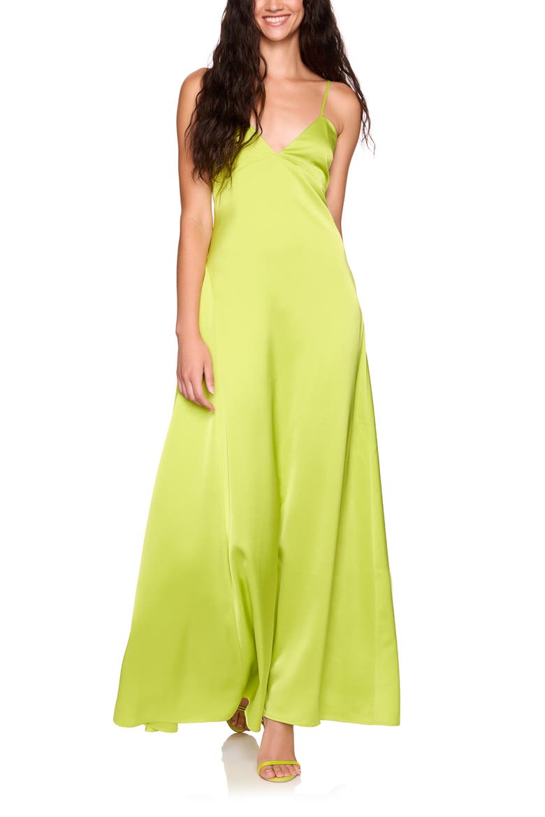Satin Slipdress, Main, color, CHARTREUSE