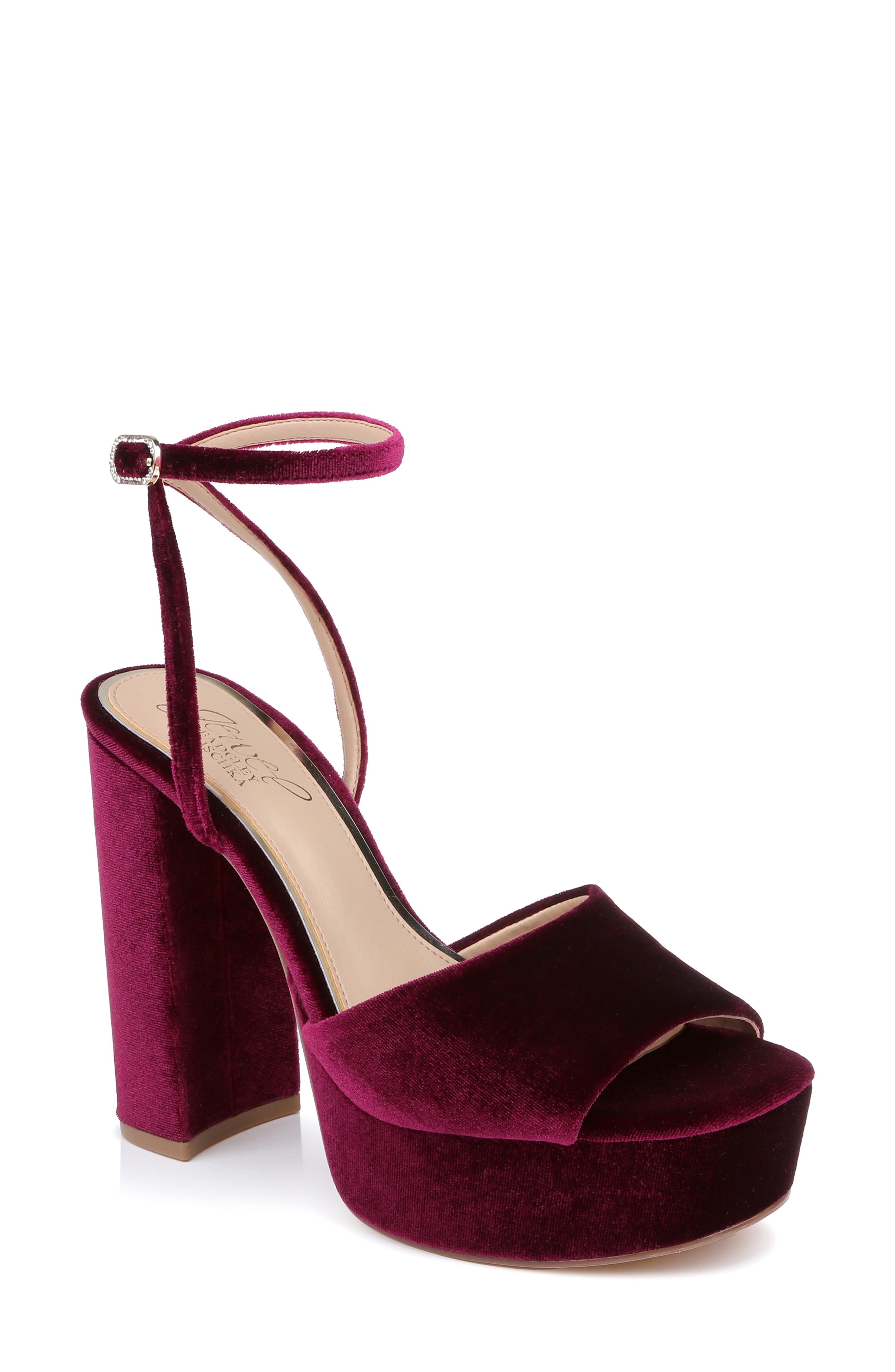 Bahari Platform Sandal, Main, color, BURGUNDY VELVET