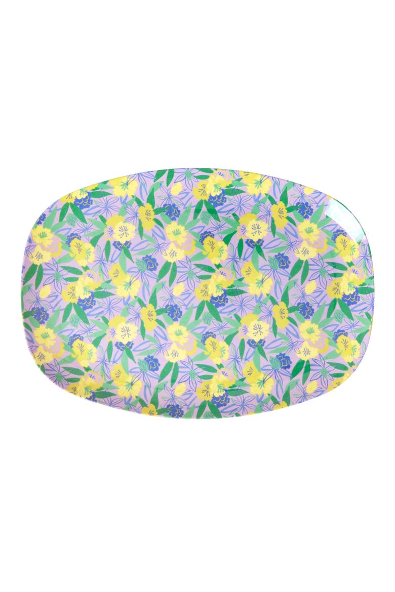 Set of Four Oblong Melamine Plates, Main, color, FANCY PANSY