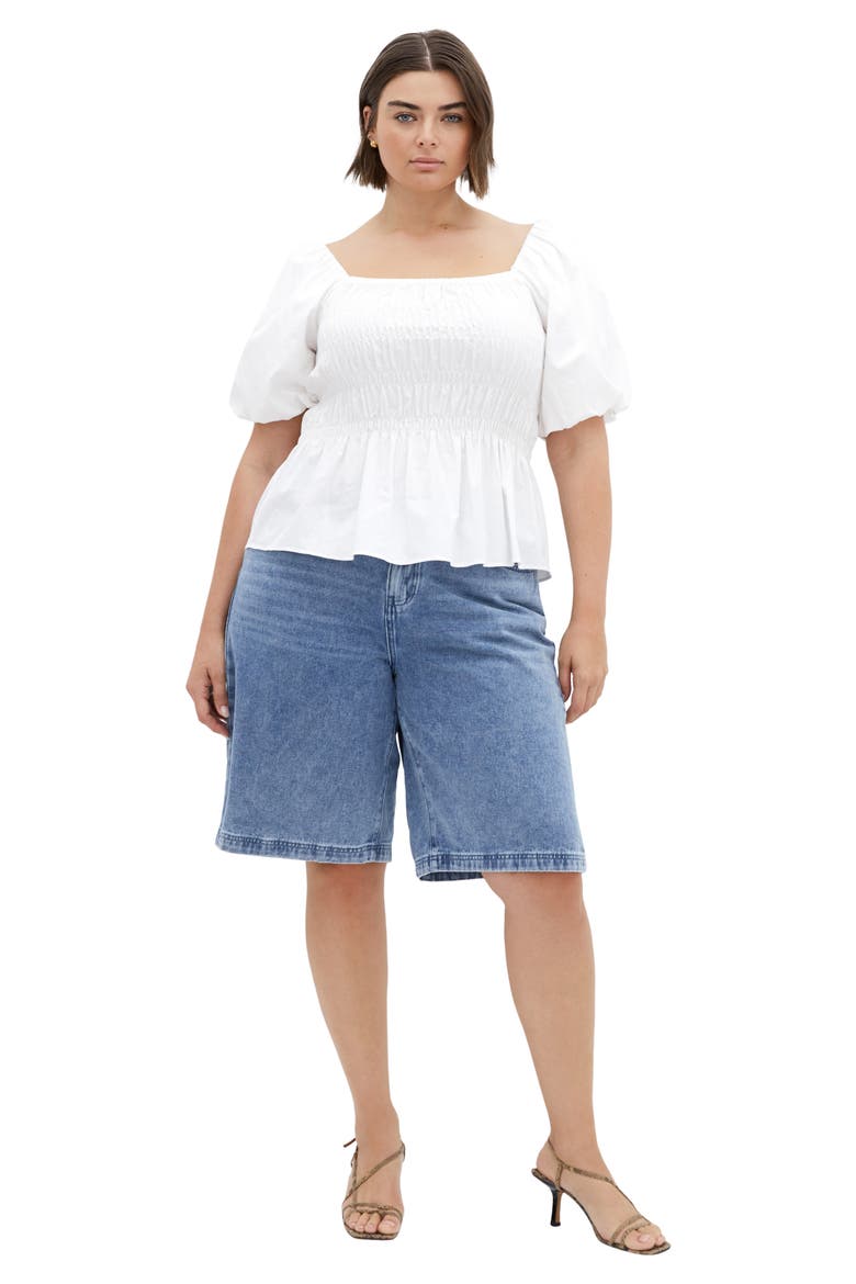 Blaire Smocked Peplum Top, Alternate, color, IVORY