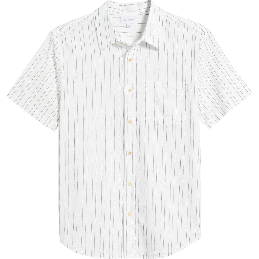 Ag Aiden Stripe Short Sleeve Button-up Shirt In Micro Blue/white Stripe