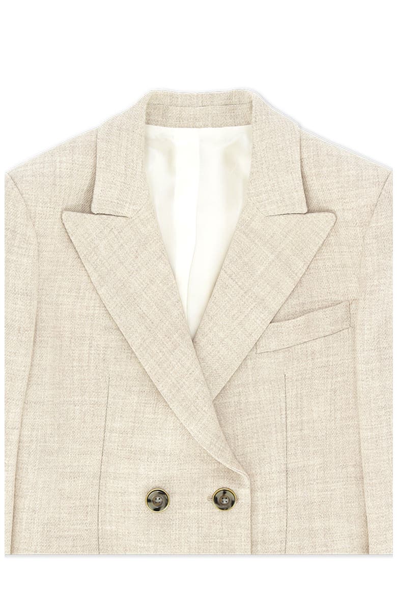 Linen Double-Breasted Suit, Alternate, color, Cream