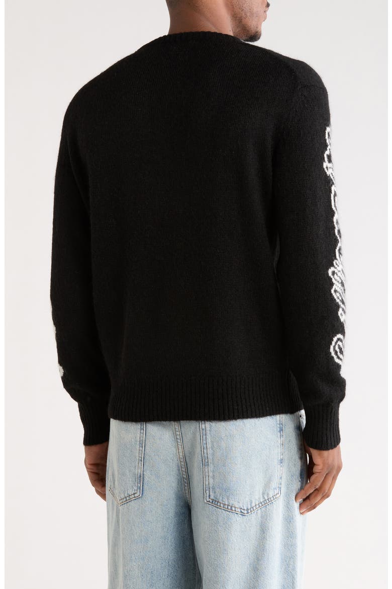 Script Sweater, Alternate, color, BLACK