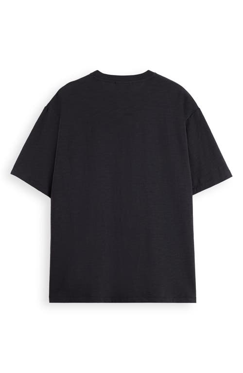 Scotch & Soda Loose Fit Logo Appliqué T-shirt In Black