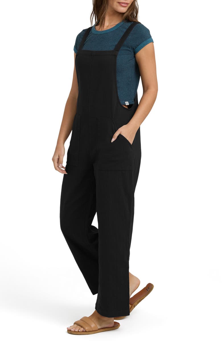 Billabong Pacific Time Cotton Gauze Jumpsuit, Alternate, color, Black Sands