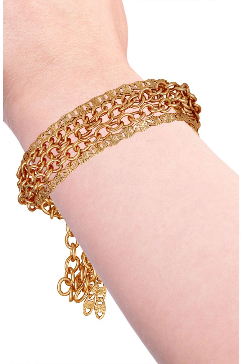 Multi chain toggle bracelet, Alternate, color, goldtone