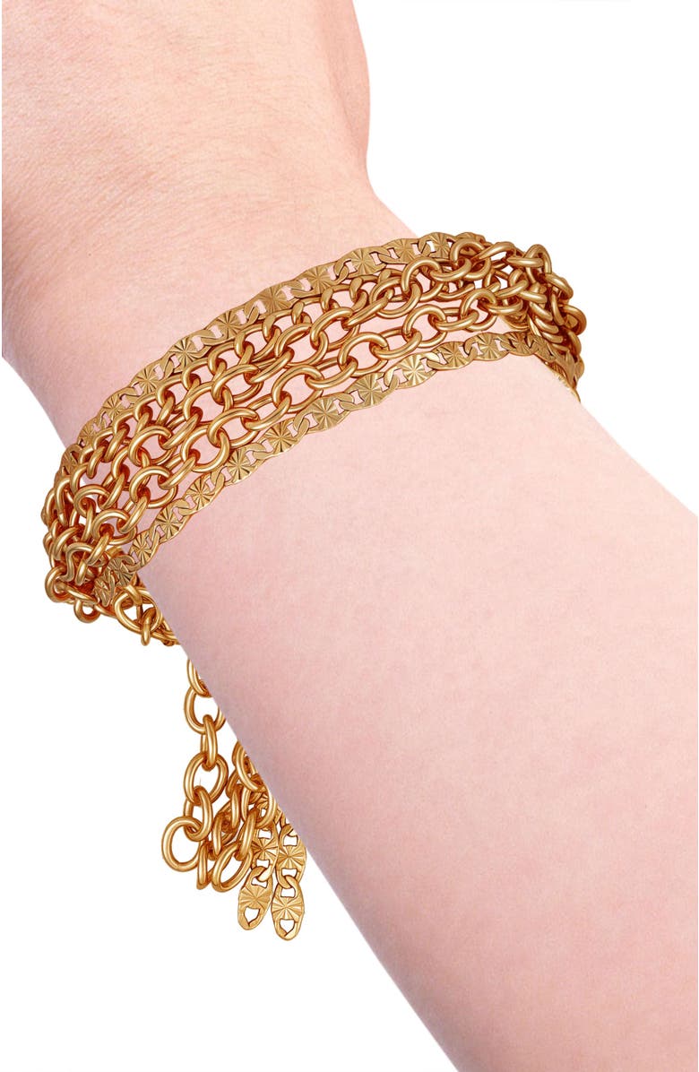 True Religion Multi chain toggle bracelet, Alternate, color, Goldtone