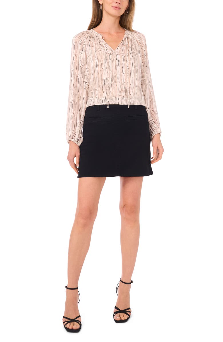 Vince Camuto Abstract Print Long Sleeve Top, Alternate, color, Birch