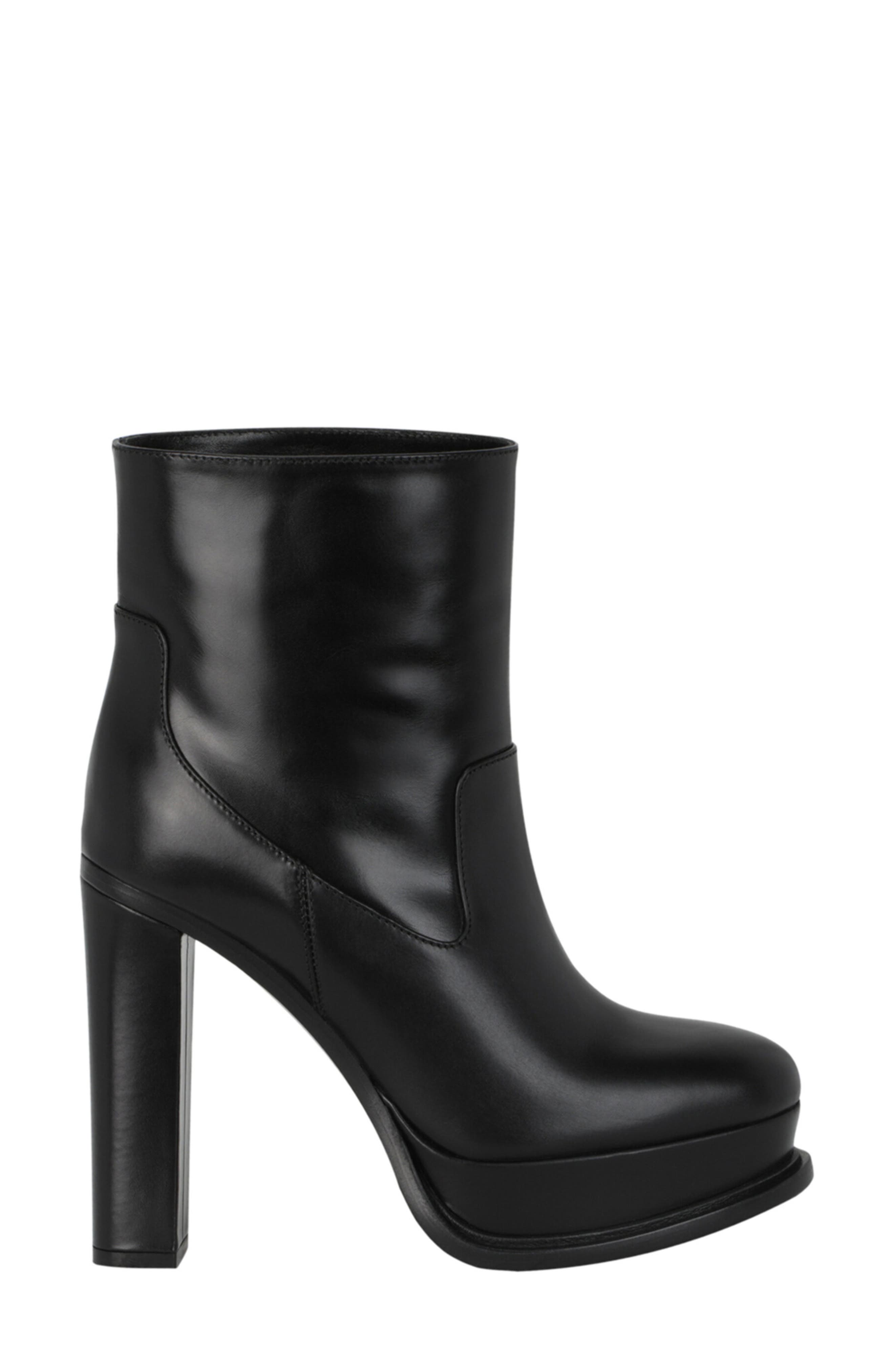 McQueen Leather Ankle Bootie, Alternate, color, Black