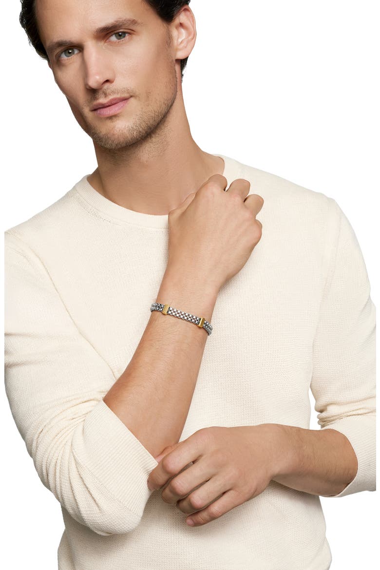Double Box Chain Bracelet, Alternate, color, SILVER 18K YELLOW GOLD