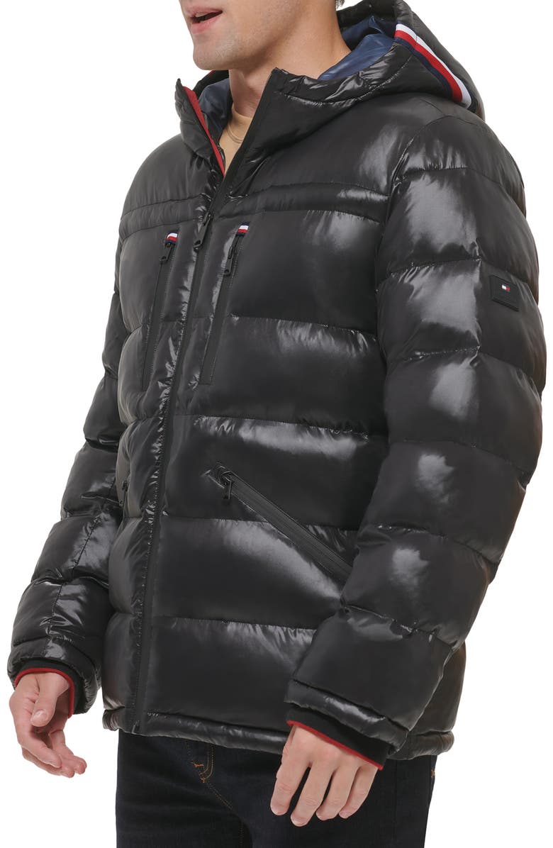 Tommy Hilfiger Pearlized Water Resistant Hooded Puffer Jacket, Alternate, color, 