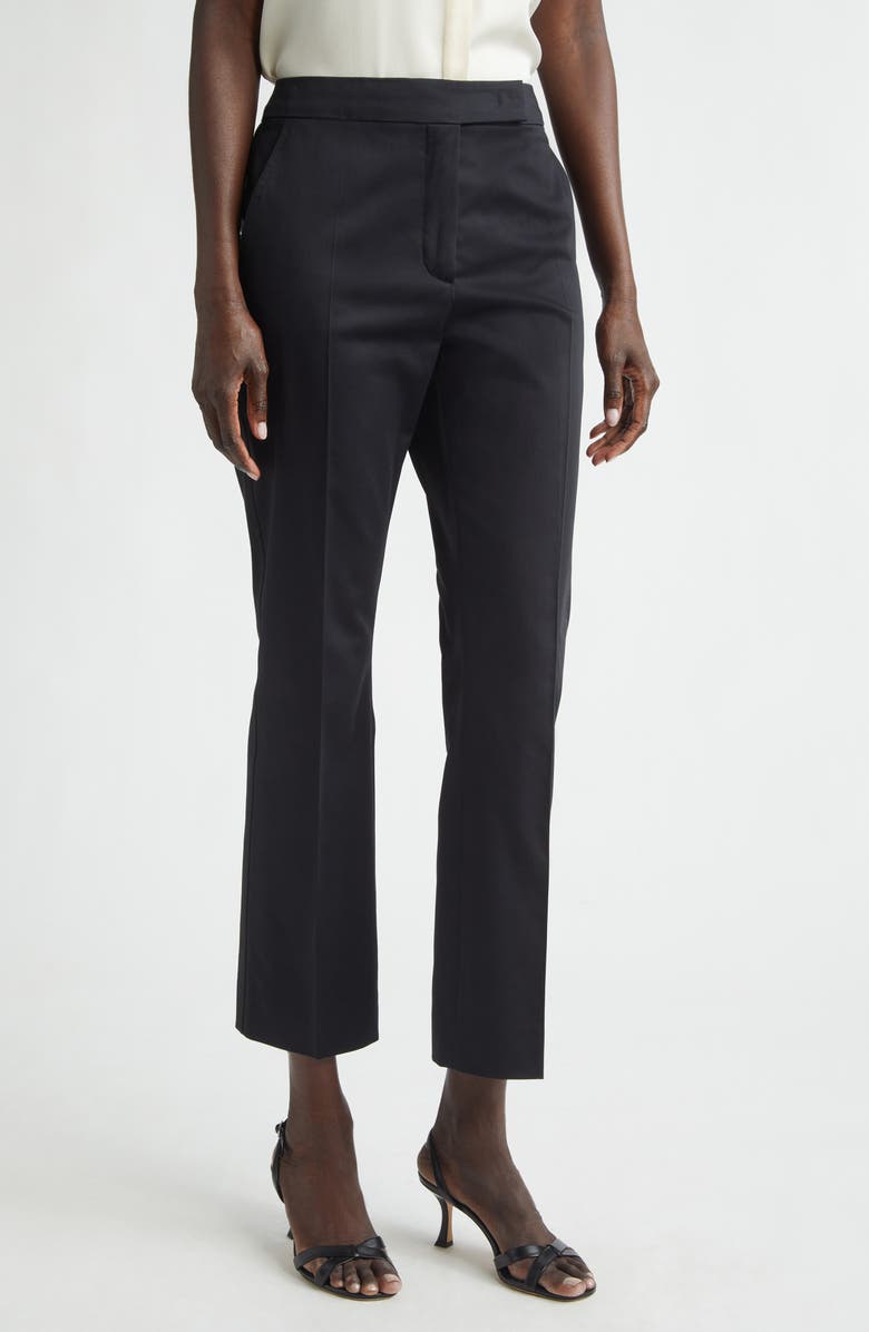 Max Mara Okra Crop Straight Leg Pants, Main, color, Black