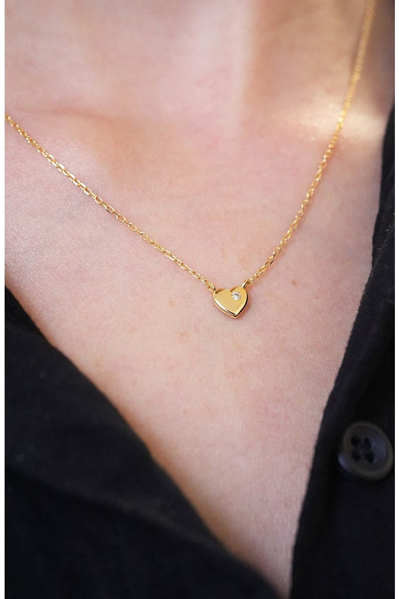 Lab-Grown Diamond Heart Pendant Necklace, Alternate, color, GOLD