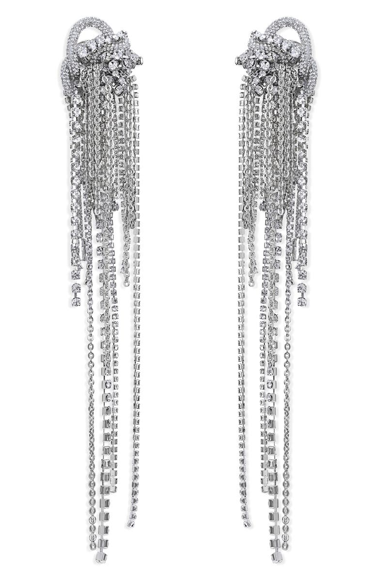 Area Long Messy Chain Drop Earrings, Main, color, Clear Crystal/ Silver