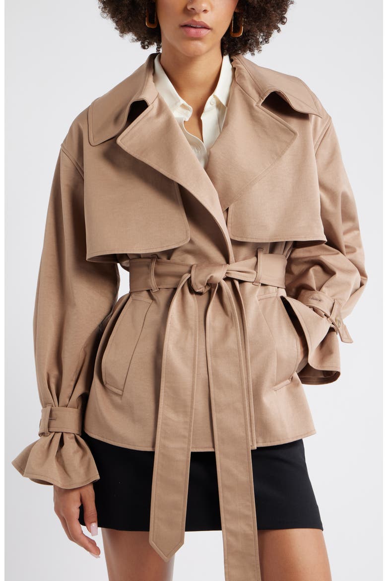 Open Edit Exaggerated Crop Trench Coat (Women) | Nordstrom