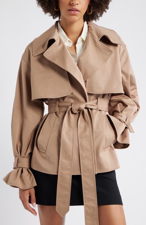Open Edit Exaggerated Crop Trench Coat In Gold