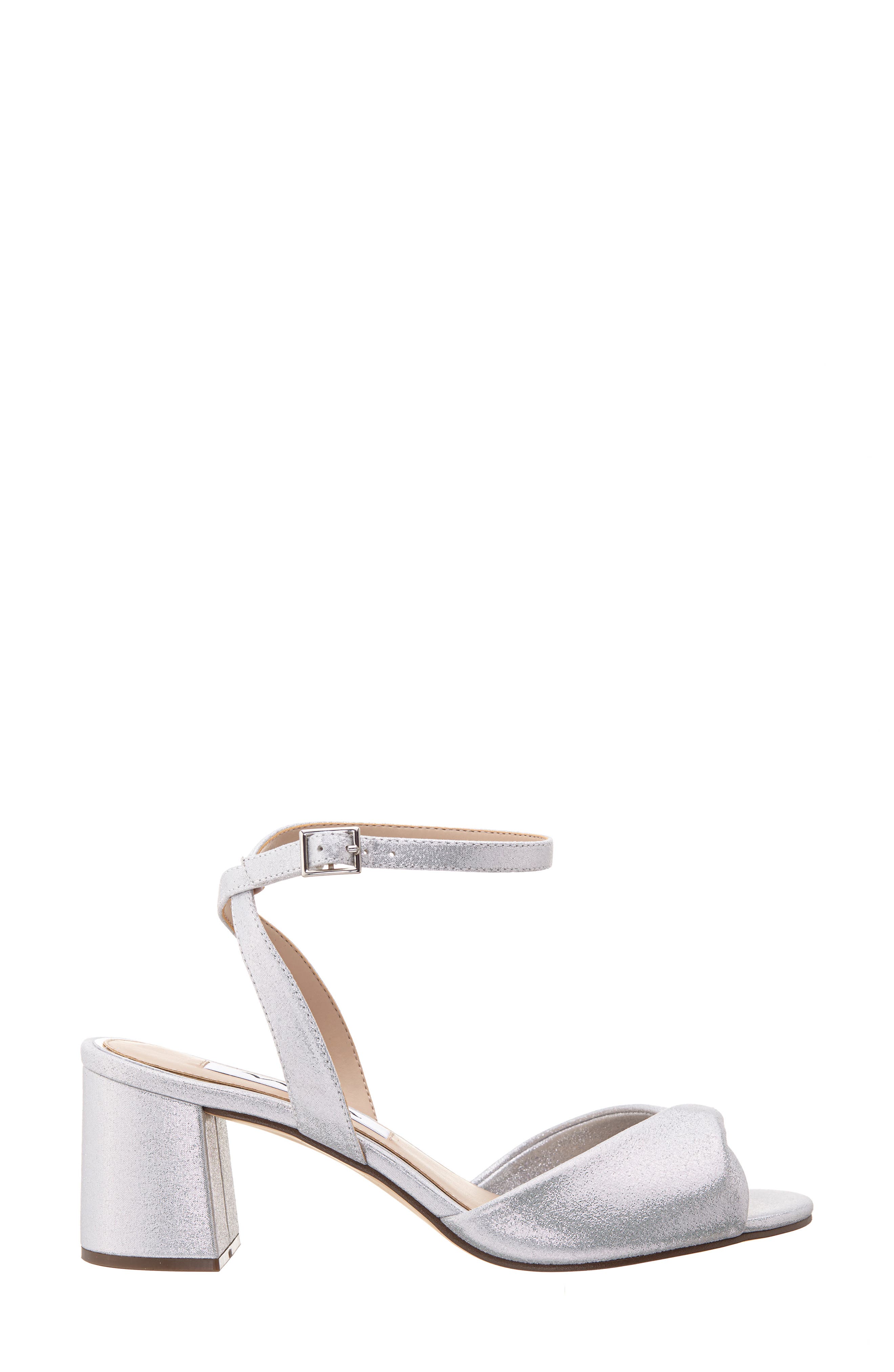 Nina Nigella Glitter Ankle Wrap Sandal, Alternate, color, Silver