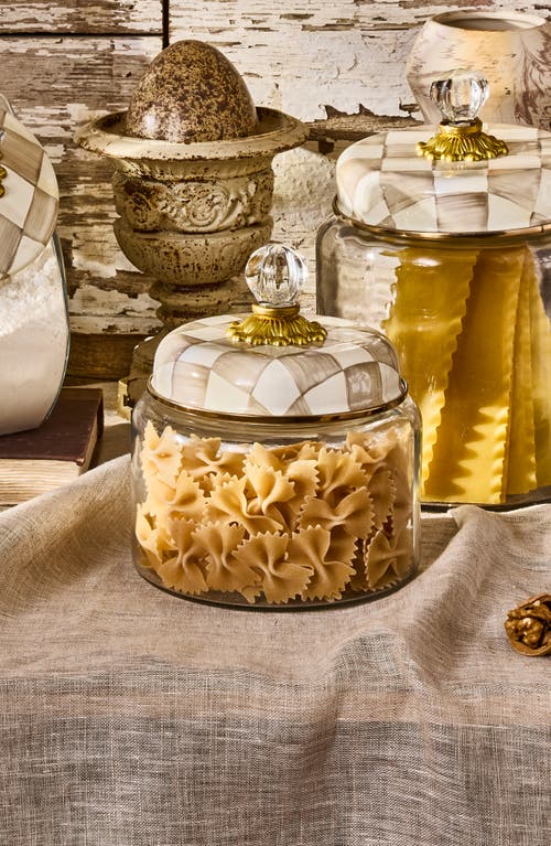 Mackenzie-childs Mackenzie Childs Mocha Check Small Kitchen Canister In Transparent