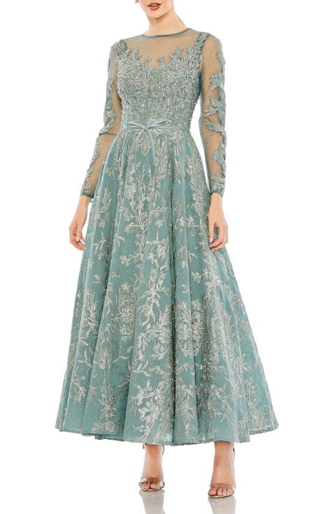 Women’s A-Line Illusion Dress with Embellished Belt